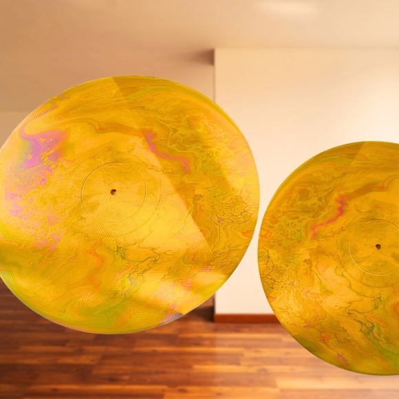 Other - Vibrant Gold and Pink Vinyl Painting